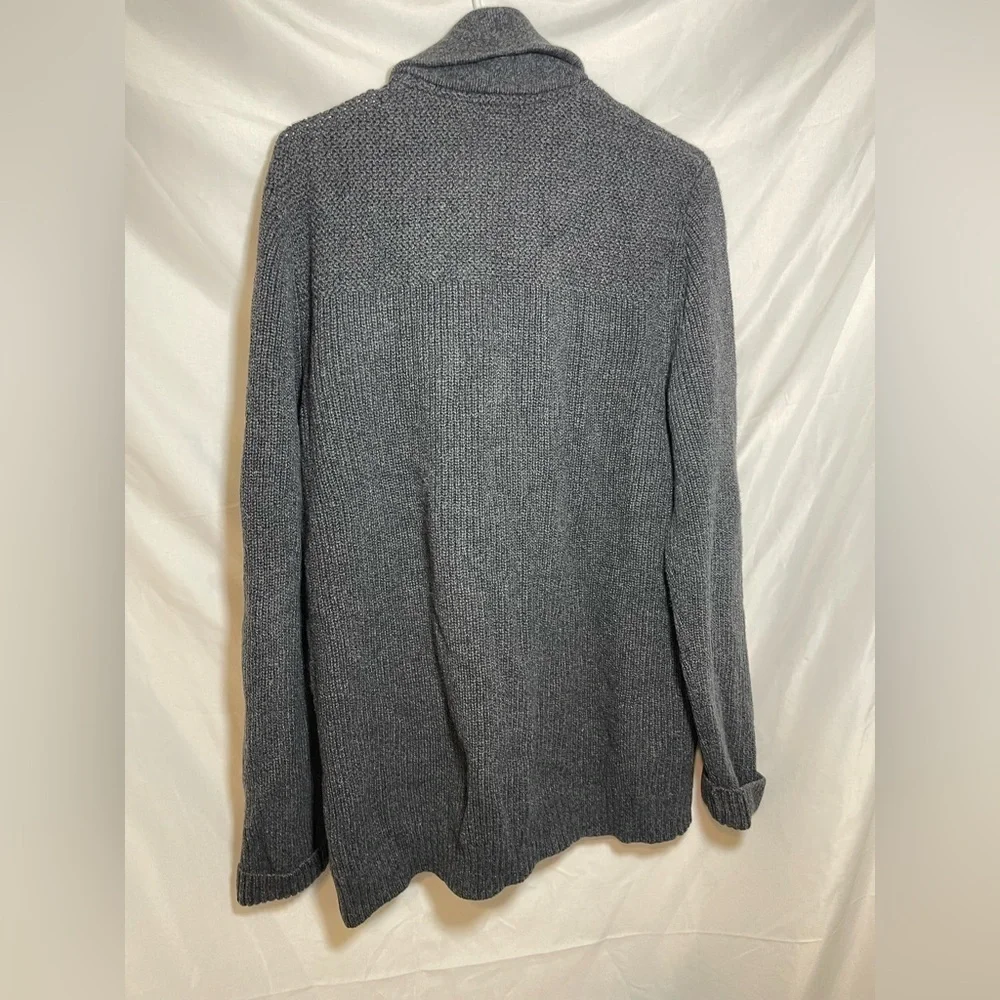 H&M Gray 100% Cotton Shawl Collar Cardigan Sweater Men’s Large Heavy Knit Cozy